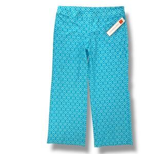 Jude Connally Trixie Trellis Trio Print Pull On Pants Womens Sz XXL Aqua Blue